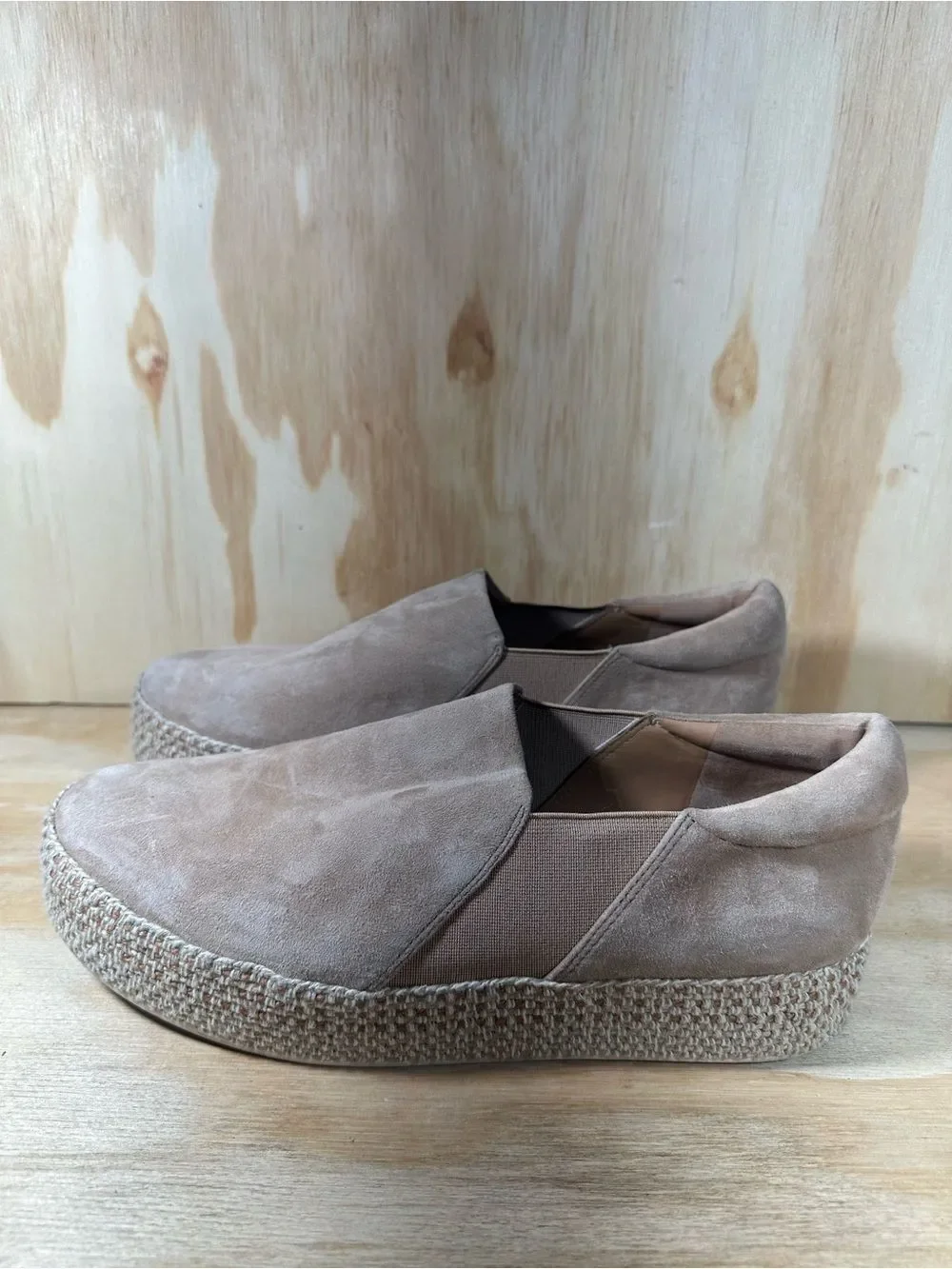 Vince Taupe Suede Slip-On Platform Sneakers Women’s Size 8